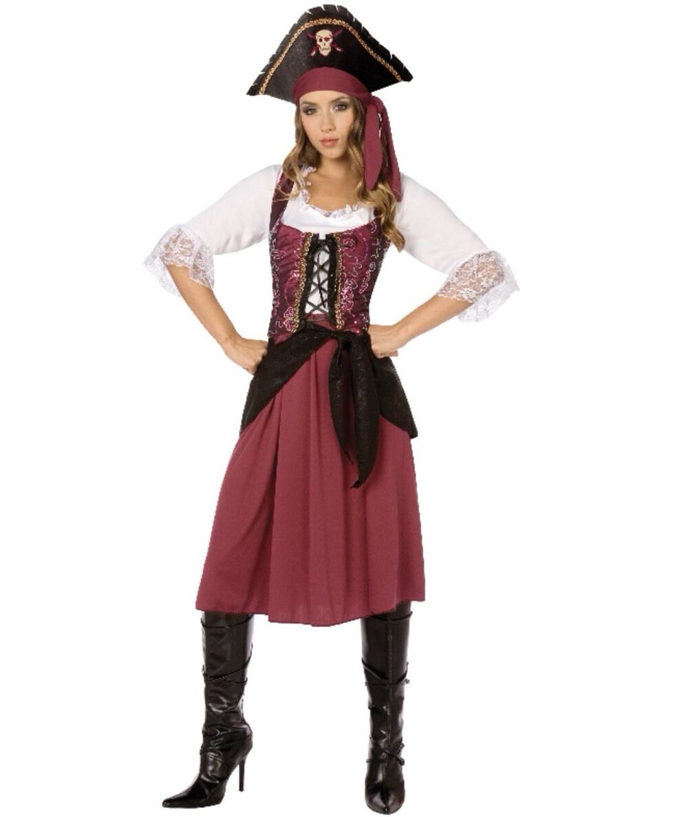Sexy Medieval Women Pirate Dress Costume Hat Vest Halloween Womens Large 14 16